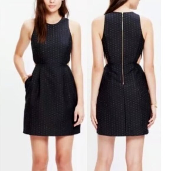 Madewell Dresses & Skirts - Madewell 1937 Women's Black Midnight Speckle Cut Out Mini Cocktail Dress Size 6